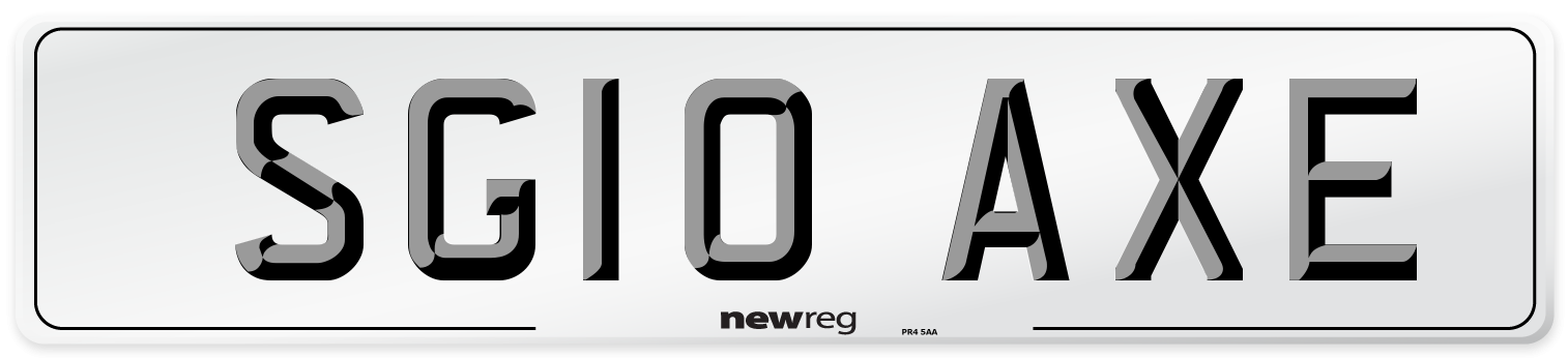 SG10 AXE Number Plate from New Reg